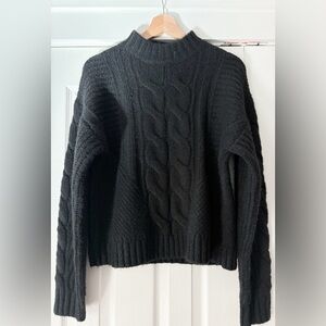 Treasure & Bond Black Cable Knit Sweater Size Small Cotton Blend NWT